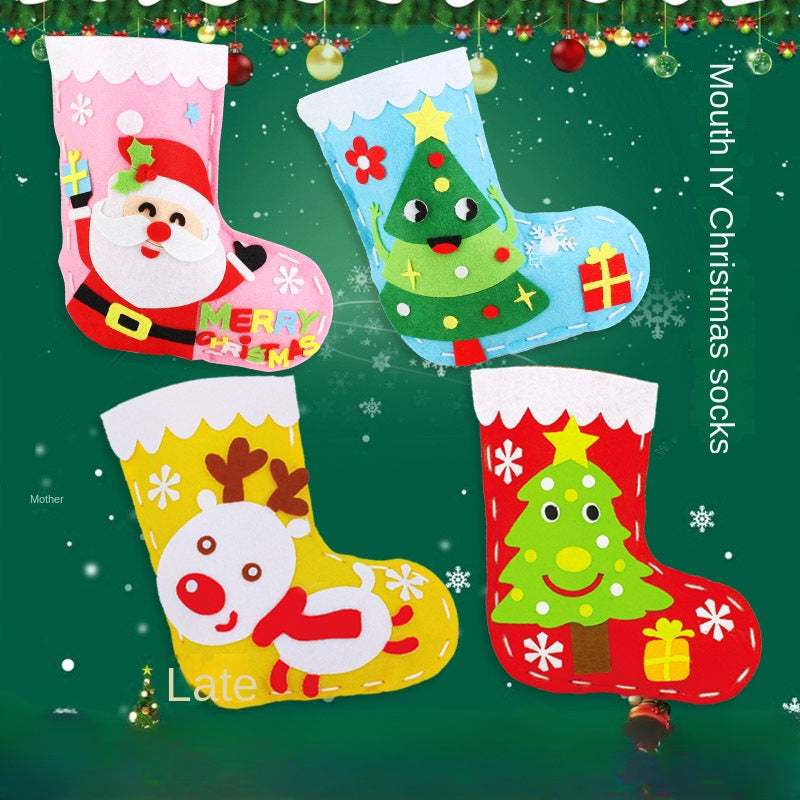 Non Woven Christmas Socks DIY Material Bag Sewn Socks Gift 1pc