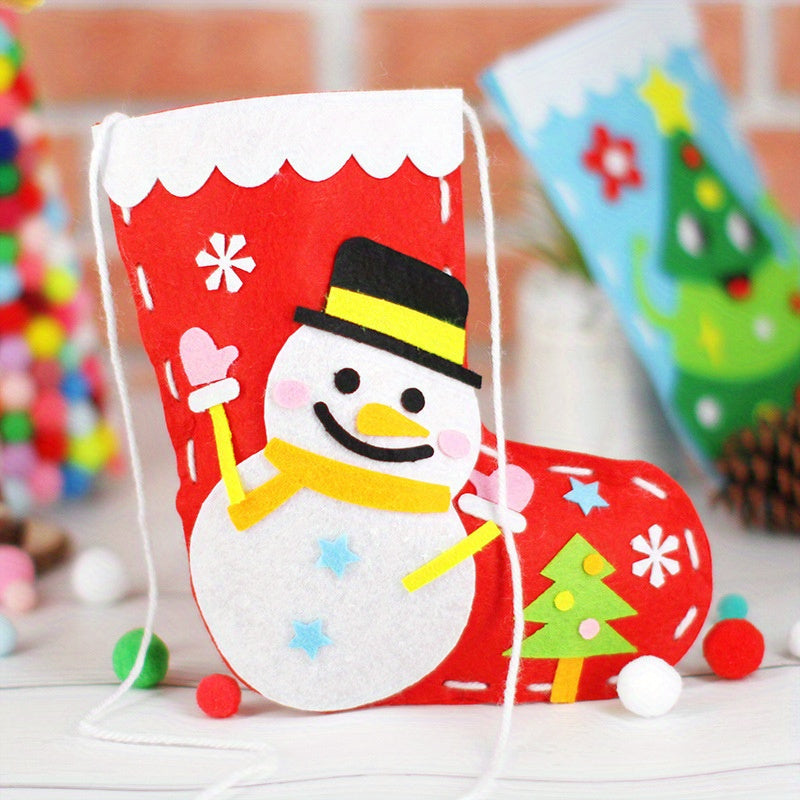 Non Woven Christmas Socks DIY Material Bag Sewn Socks Gift 1pc