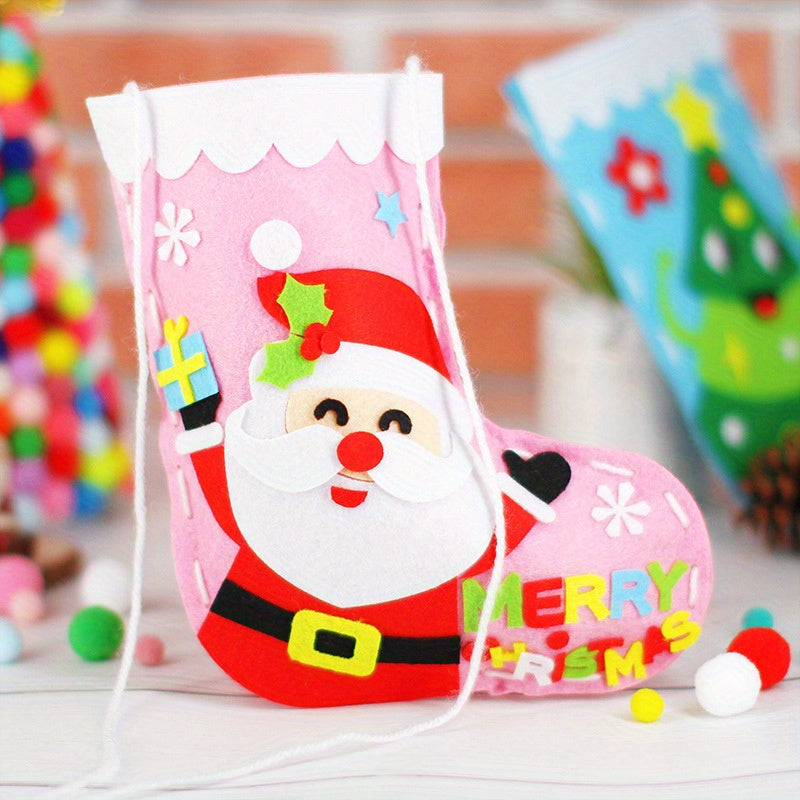 Non Woven Christmas Socks DIY Material Bag Sewn Socks Gift 1pc