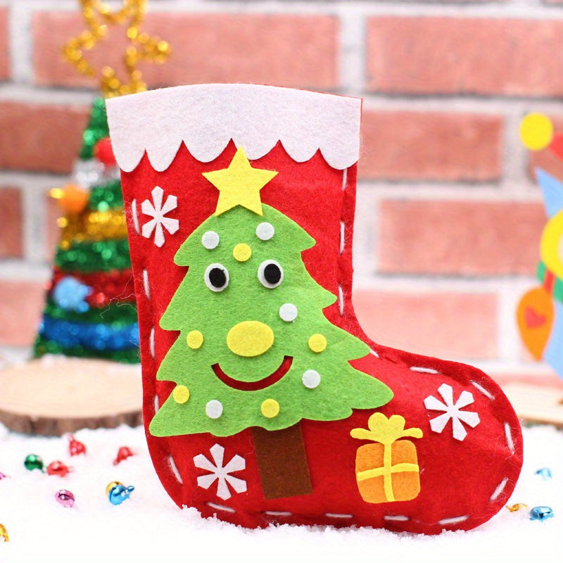 Non Woven Christmas Socks DIY Material Bag Sewn Socks Gift 1pc