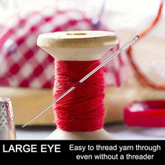 9pcs Stainless Steel Big Eye Sewing Needles with Bottle Stopper Orange