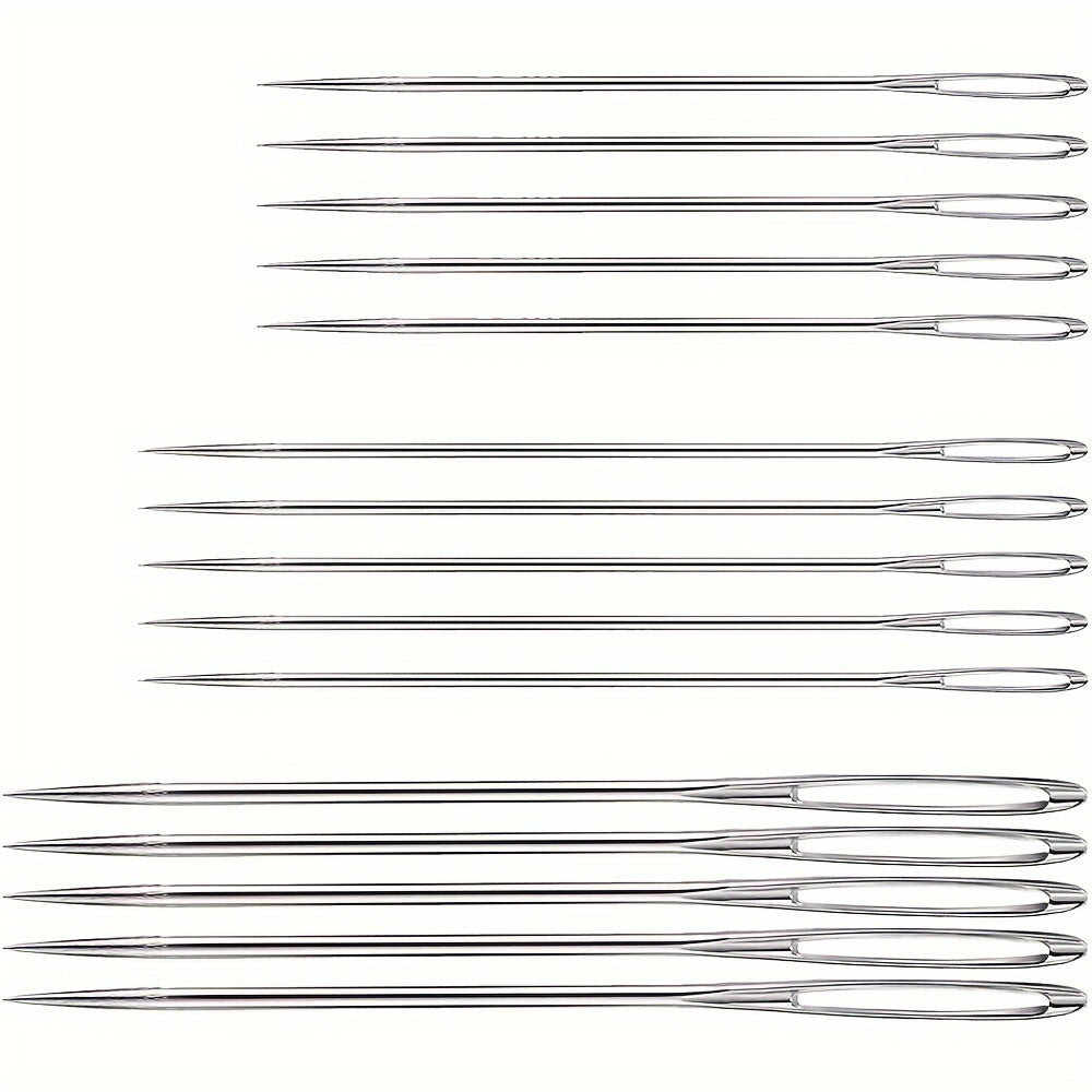 9pcs Stainless Steel Big Eye Sewing Needles with Bottle Stopper Orange