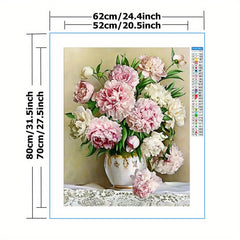Peony Vase Cross Stitch Kit DIY Embroidery Flower Pattern 11CT Printed Canvas