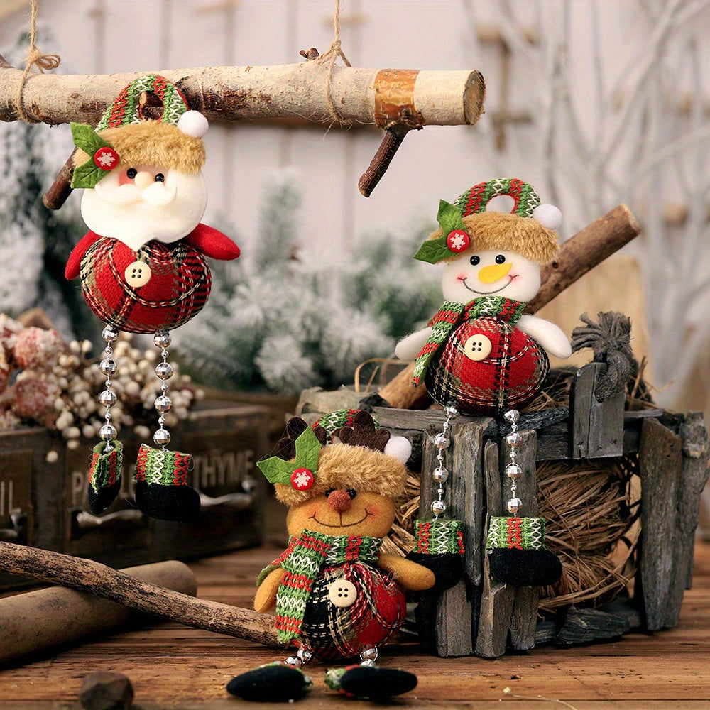 Plaid Bead Leg Pendants Christmas Window Decorations