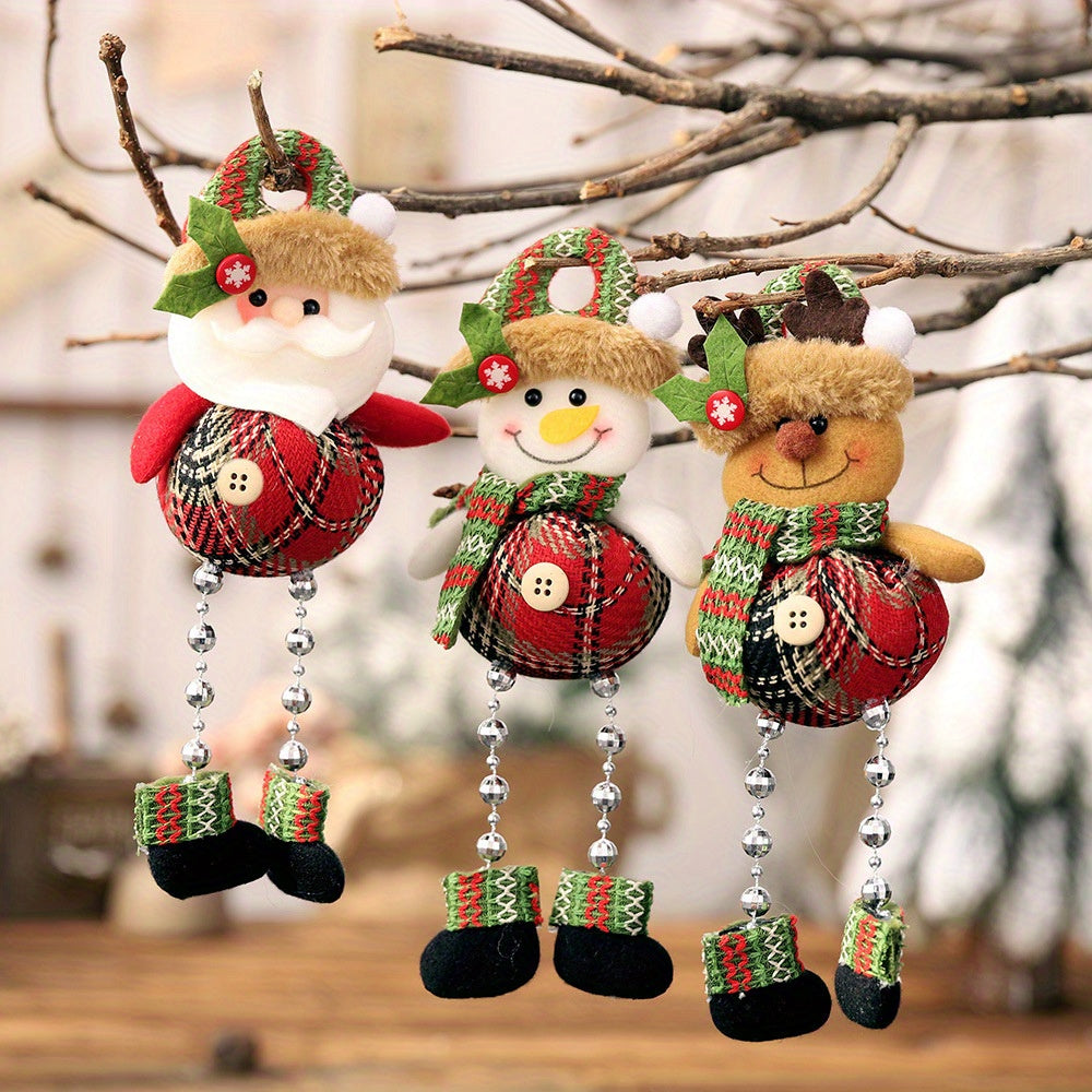 Plaid Bead Leg Pendants Christmas Window Decorations