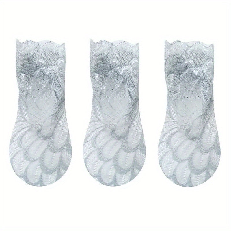 3 Pairs Summer Lace Flower Mesh Socks Non slip Elastic Comfortable Socks