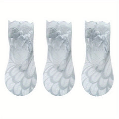 3 Pairs Summer Lace Flower Mesh Socks Non slip Elastic Comfortable Socks