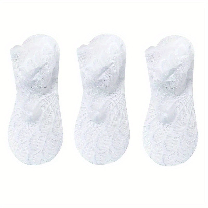 3 Pairs Summer Lace Flower Mesh Socks Non slip Elastic Comfortable Socks