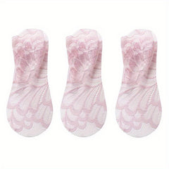 3 Pairs Summer Lace Flower Mesh Socks Non slip Elastic Comfortable Socks