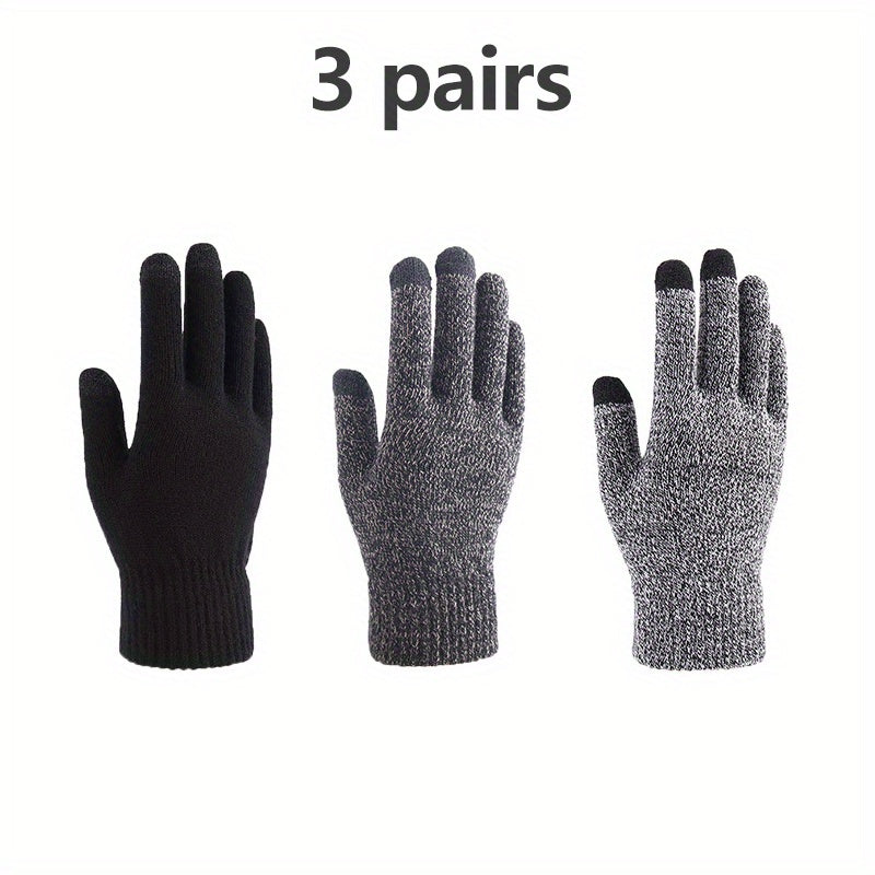 5 Pairs Winter Touch Screen Gloves Unisex Thick Knitted Cycling Hiking Gift