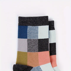 Men's Plaid Cotton Mid Calf Socks - 5 Pairs