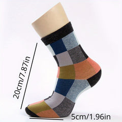 Men's Plaid Cotton Mid Calf Socks - 5 Pairs