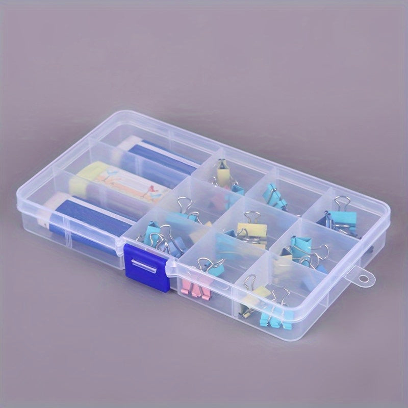 15-Cell Transparent Plastic Storage Box Adjustable Partition Organizer