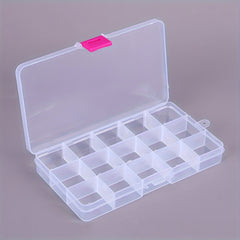 15-Cell Transparent Plastic Storage Box Adjustable Partition Organizer