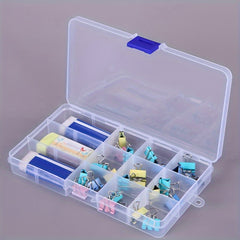 15-Cell Transparent Plastic Storage Box Adjustable Partition Organizer