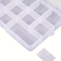 15-Cell Transparent Plastic Storage Box Adjustable Partition Organizer