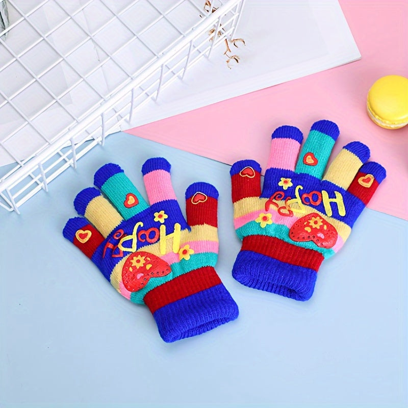 Kids Winter Thickened Gloves Love Double Layer Warm Gloves