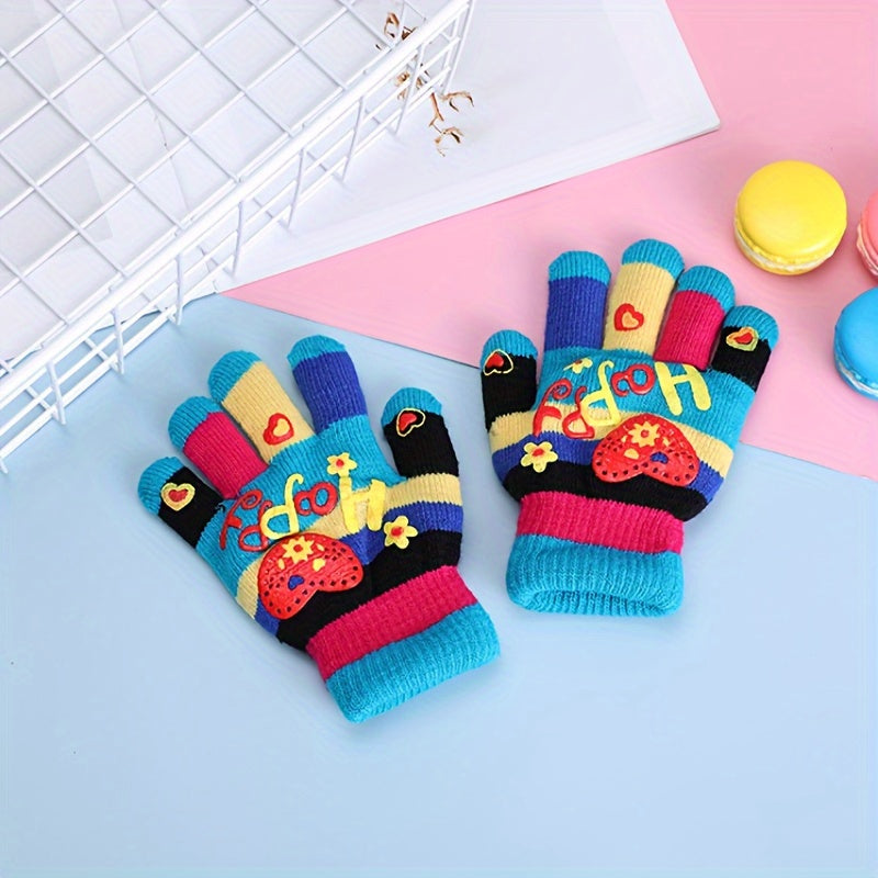 Kids Winter Thickened Gloves Love Double Layer Warm Gloves