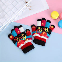 Kids Winter Thickened Gloves Love Double Layer Warm Gloves
