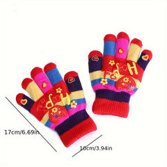 Kids Winter Thickened Gloves Love Double Layer Warm Gloves