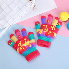 Kids Winter Thickened Gloves Love Double Layer Warm Gloves