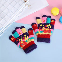 Kids Winter Thickened Gloves Love Double Layer Warm Gloves