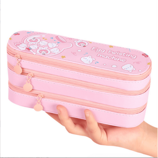 3-Layer Girl Heart Pencil Case Large Capacity Student Stationery