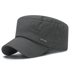 Men's Cotton Flat Top Peaked Cap Sun Protection Casual Military Hat