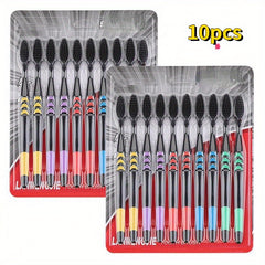 10pcs Small Moon Bamboo Charcoal Ultra Soft Toothbrush Set