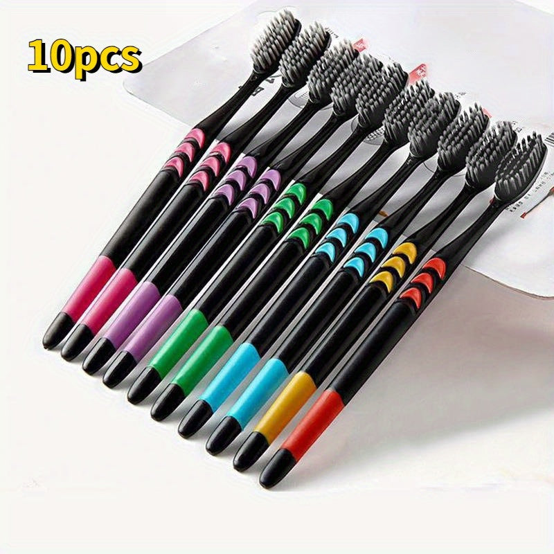 10pcs Small Moon Bamboo Charcoal Ultra Soft Toothbrush Set