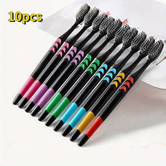 10pcs Small Moon Bamboo Charcoal Ultra Soft Toothbrush Set