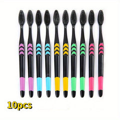 10pcs Small Moon Bamboo Charcoal Ultra Soft Toothbrush Set
