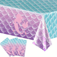 Mermaid Fish Scale Theme Disposable Waterproof Tablecloth