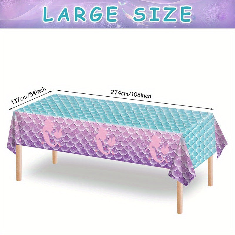 Mermaid Fish Scale Theme Disposable Waterproof Tablecloth