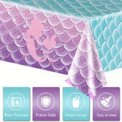 Mermaid Fish Scale Theme Disposable Waterproof Tablecloth