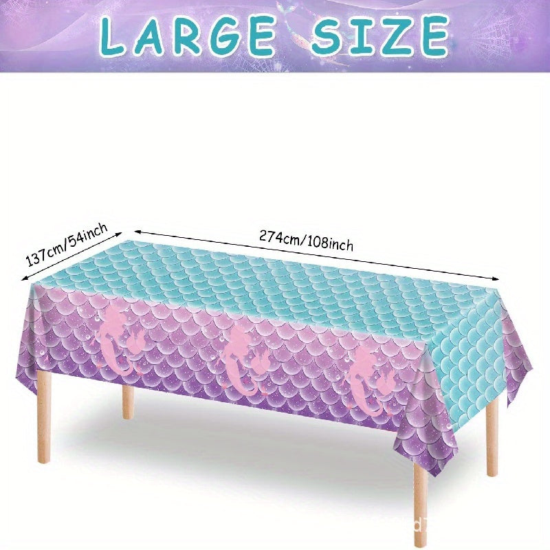 Mermaid Fish Scale Theme Disposable Waterproof Tablecloth