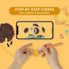 Crochet DIY Wool Flowers Kit with Tools and Accessories