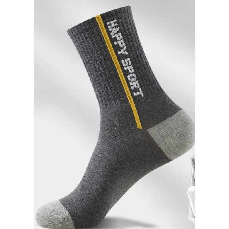 5 Pairs Men's Mid Calf Sweat Absorbent Basketball Socks