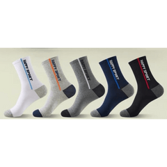 5 Pairs Men's Mid Calf Sweat Absorbent Basketball Socks