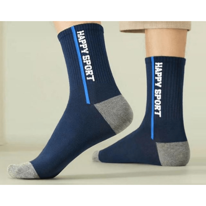 5 Pairs Men's Mid Calf Sweat Absorbent Basketball Socks