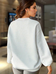 Graphic Print Waffle Pattern Lounge Top