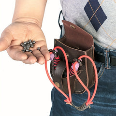 Leather Slingshot Bag with Magnet Ring and Pouch