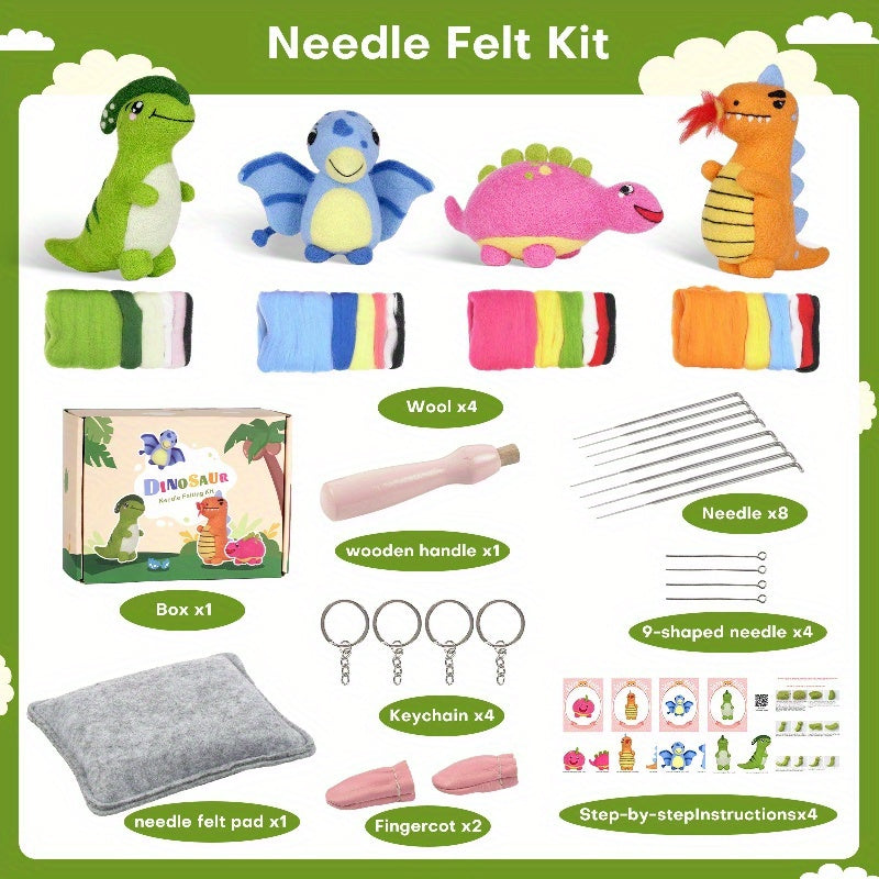 Wool Needle Felting Kit Dinosaur DIY Craft Starter Set