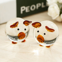 Crystal Couple Pig Set Glass Pig Lucky Pig Craft Gift Ornament