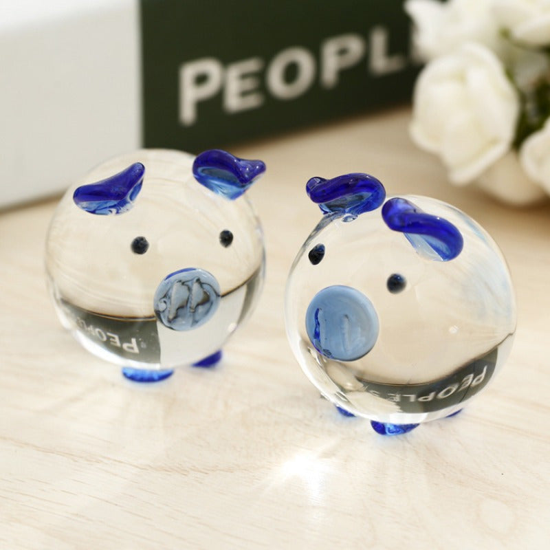 Crystal Couple Pig Set Glass Pig Lucky Pig Craft Gift Ornament