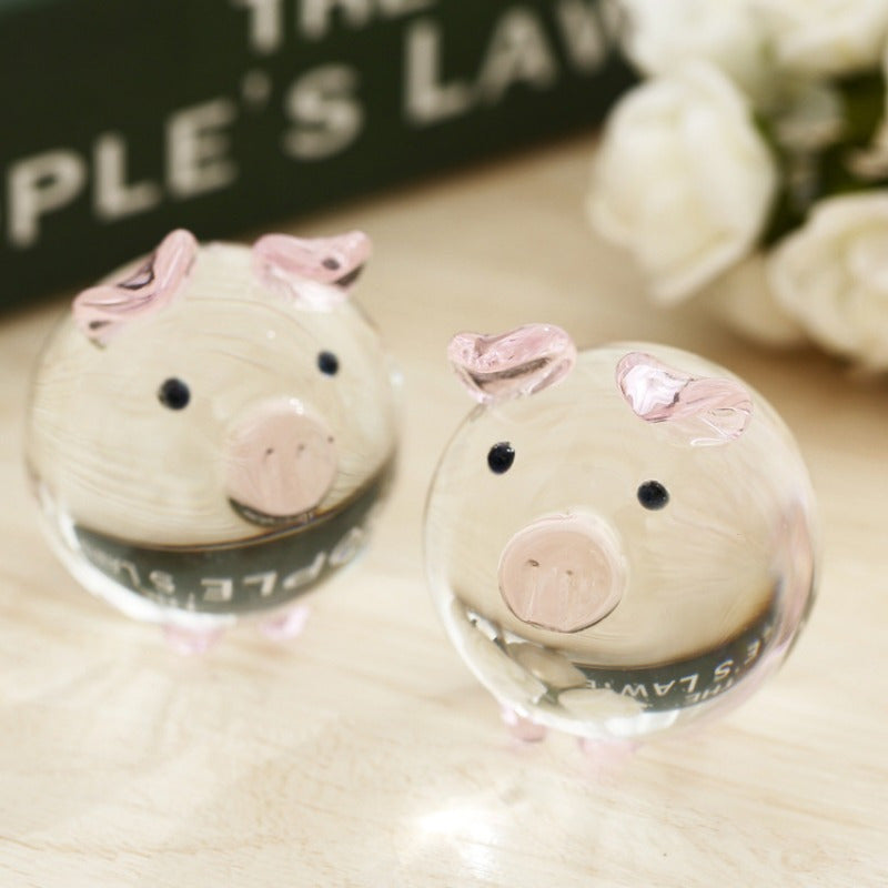 Crystal Couple Pig Set Glass Pig Lucky Pig Craft Gift Ornament