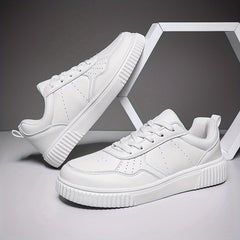 Women's Faux Leather Flat Skate Shoes Non Slip Sneakers