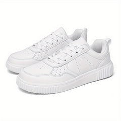 Women's Faux Leather Flat Skate Shoes Non Slip Sneakers