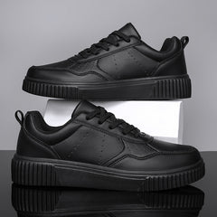 Women's Faux Leather Flat Skate Shoes Non Slip Sneakers