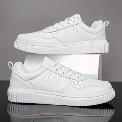 Women's Faux Leather Flat Skate Shoes Non Slip Sneakers